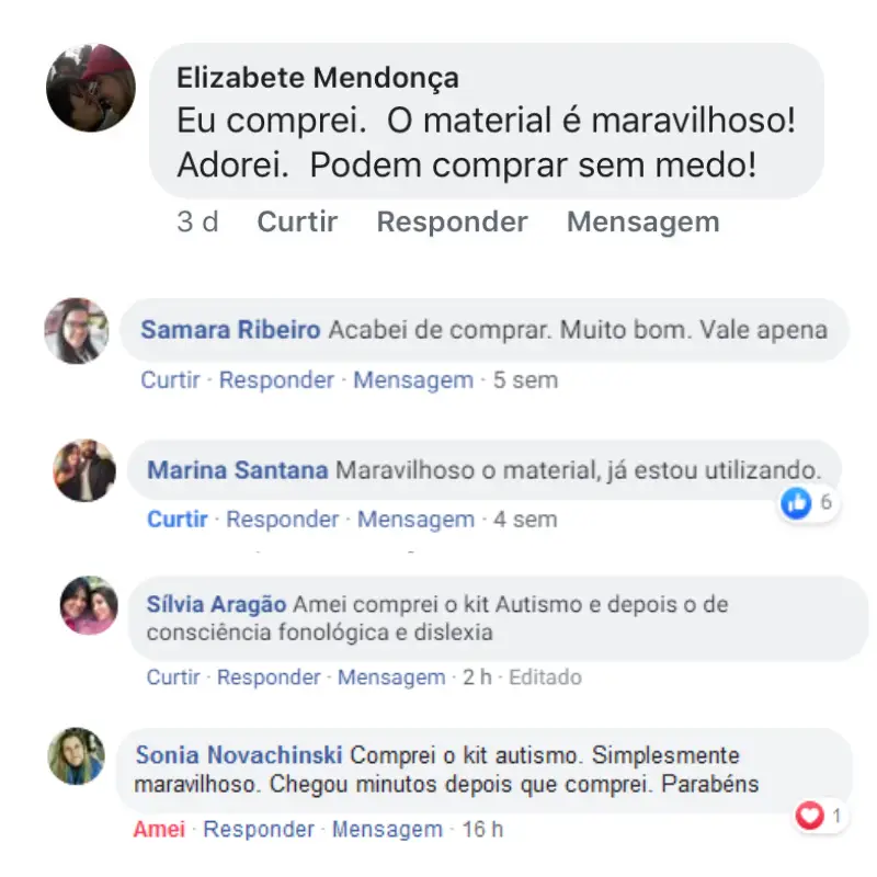 Depoimentos de aprovação
